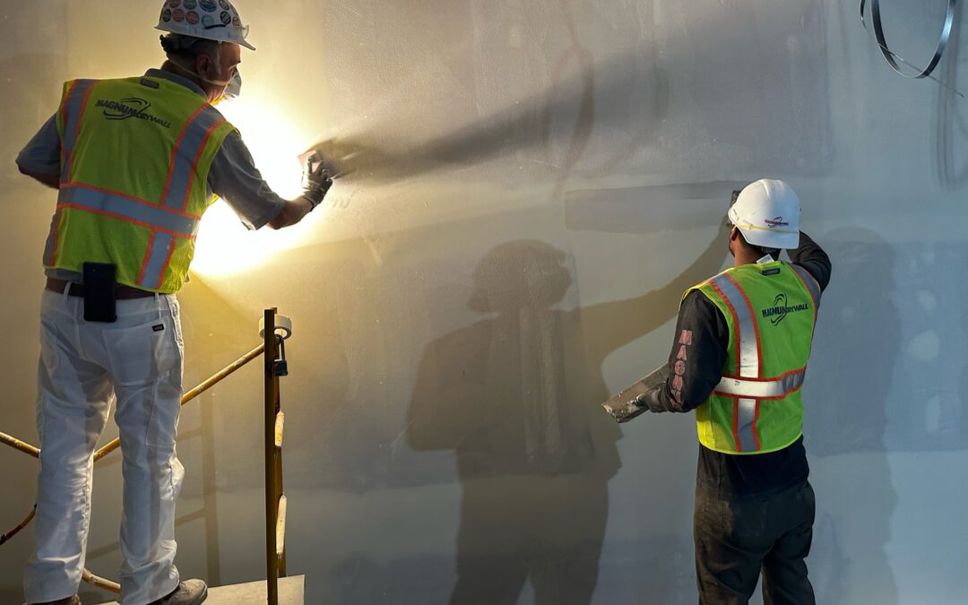 A pair of drywall experts installing the wall. Learn the maintenance tips to keep drywall looking great here!